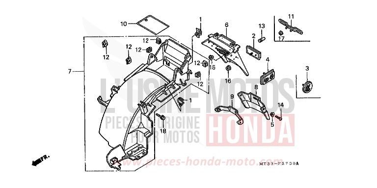 KOTFLUEGEL, HINTEN von Pan-European ABS CANDY GLORY RED-U (R101D) von 1992